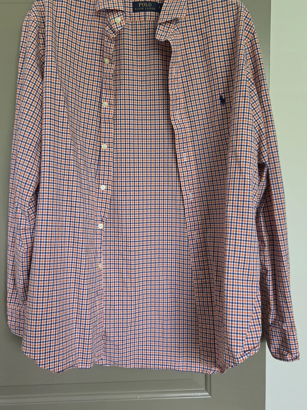 Polo by Ralph Lauren Men's Orange Blue Check Button-Down Shirt